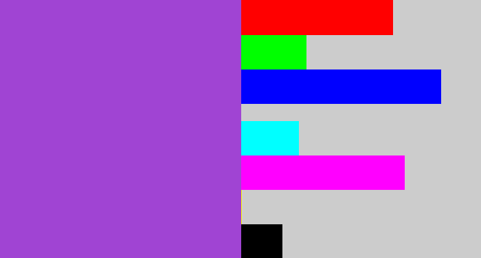 Hex color #a044d3 - lightish purple