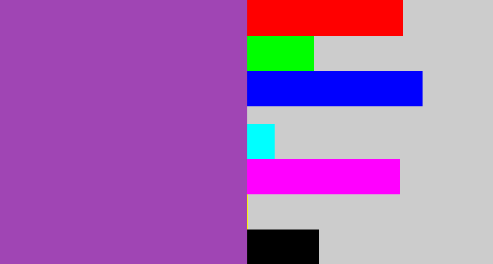 Hex color #a045b4 - purply