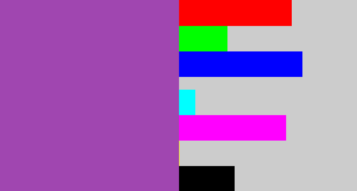 Hex color #a046b0 - purply
