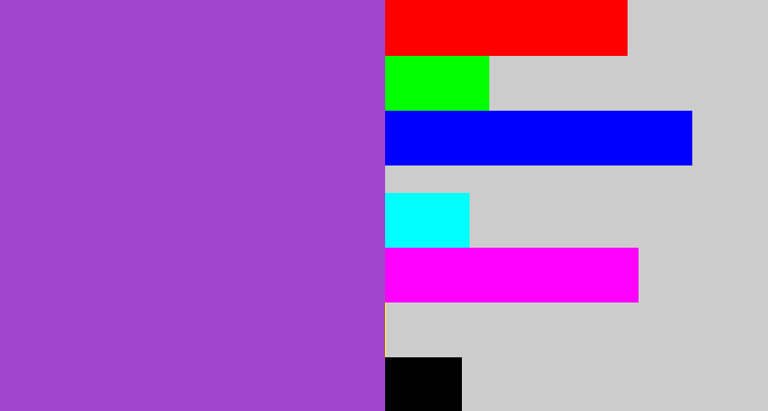 Hex color #a046cc - purply