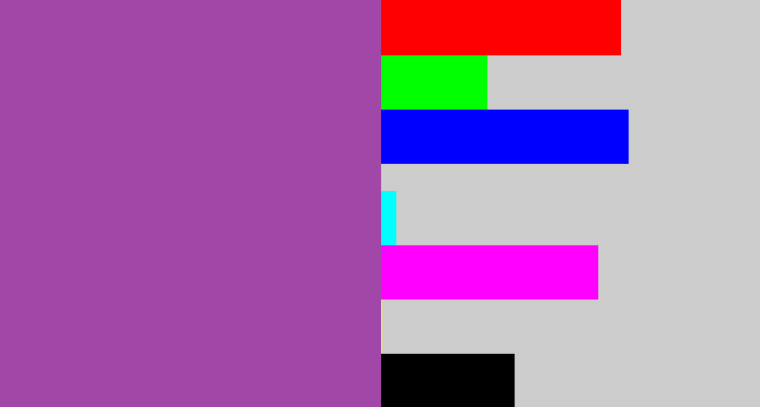 Hex color #a047a7 - medium purple