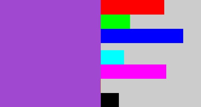 Hex color #a049d0 - lightish purple