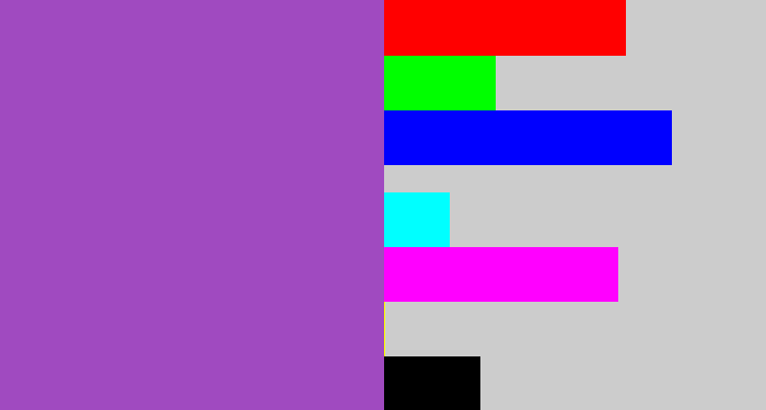 Hex color #a04ac0 - purply