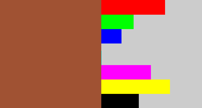 Hex color #a05233 - sepia