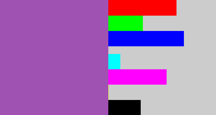 Hex color #a052b3 - amethyst