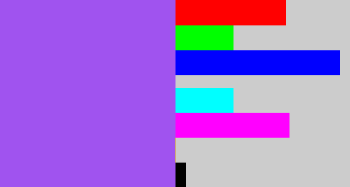 Hex color #a053ef - lighter purple