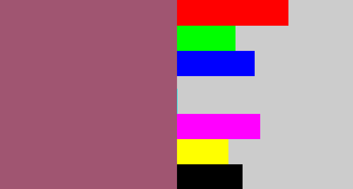 Hex color #a05571 - light plum