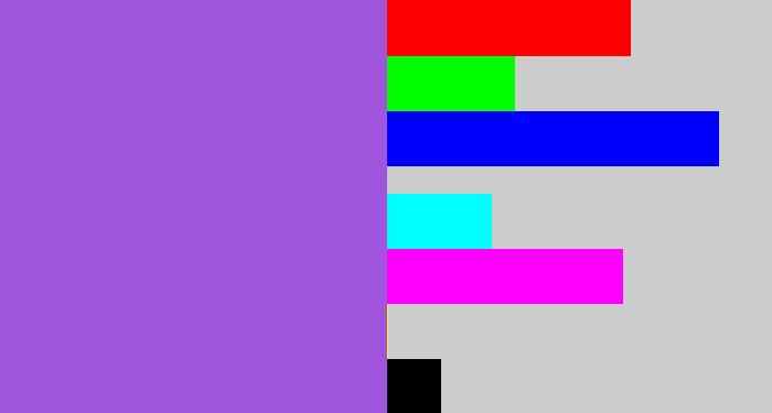 Hex color #a055dc - lightish purple