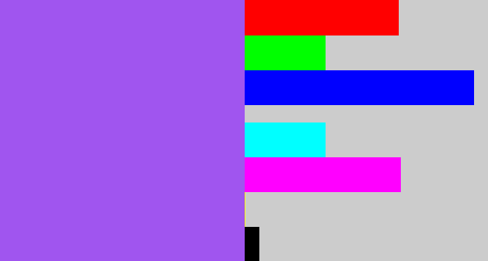 Hex color #a055ef - lighter purple