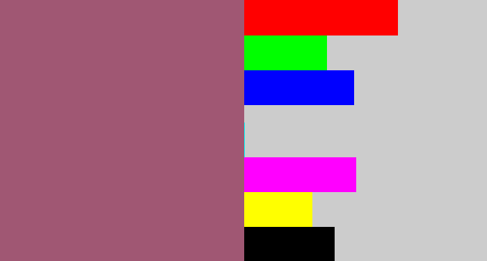 Hex color #a05773 - light plum