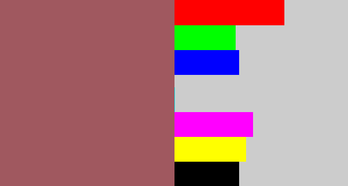 Hex color #a0585f - light maroon