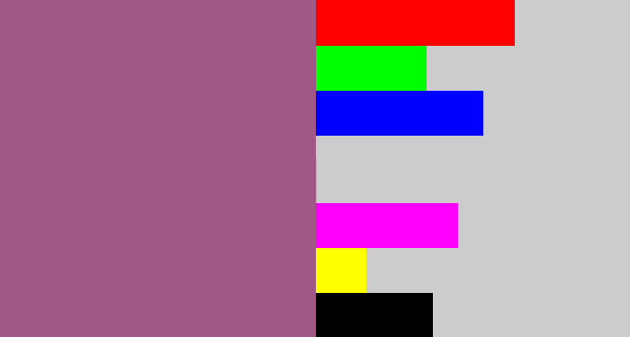 Hex color #a05886 - light plum