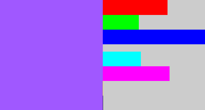 Hex color #a058ff - lighter purple