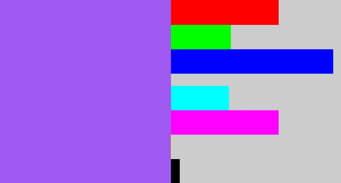 Hex color #a059f1 - lighter purple
