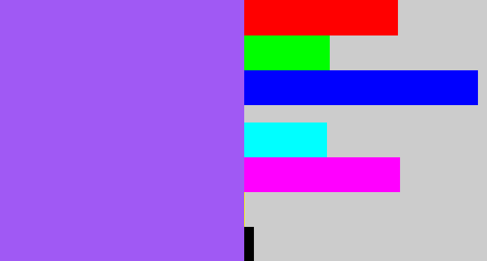 Hex color #a059f4 - lighter purple