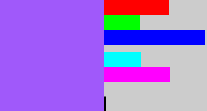 Hex color #a059fa - lighter purple