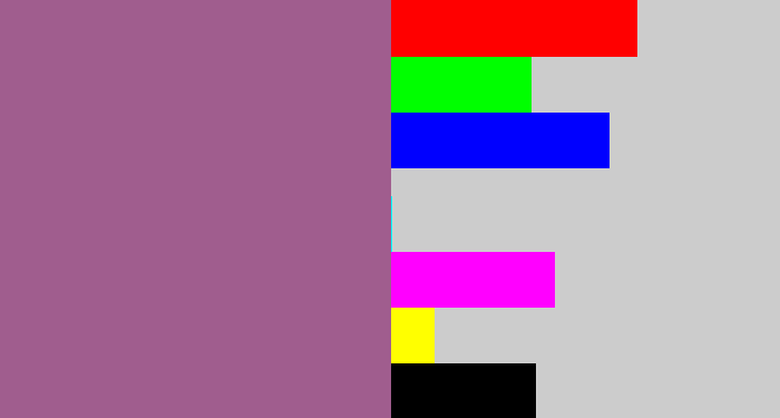 Hex color #a05d8e - purpleish
