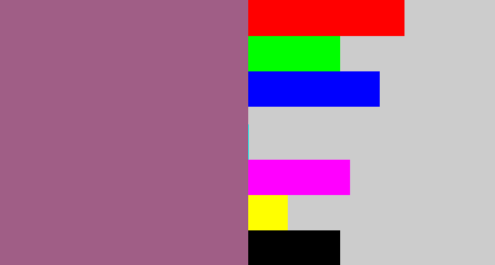 Hex color #a05e86 - light plum