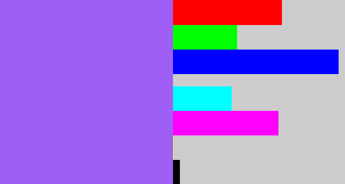 Hex color #a05ff4 - lighter purple