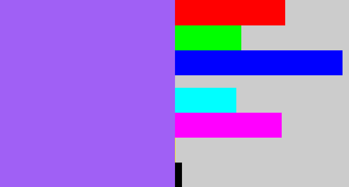 Hex color #a060f5 - lighter purple