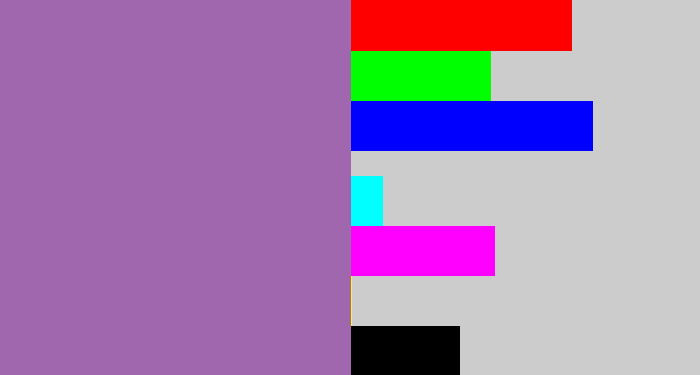 Hex color #a067af - soft purple