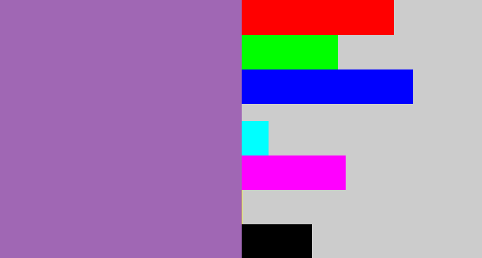 Hex color #a067b4 - soft purple