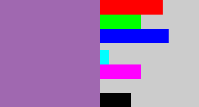 Hex color #a068b0 - soft purple