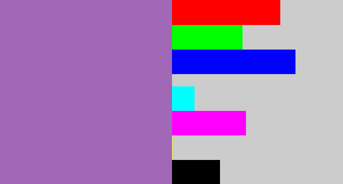 Hex color #a068b7 - soft purple