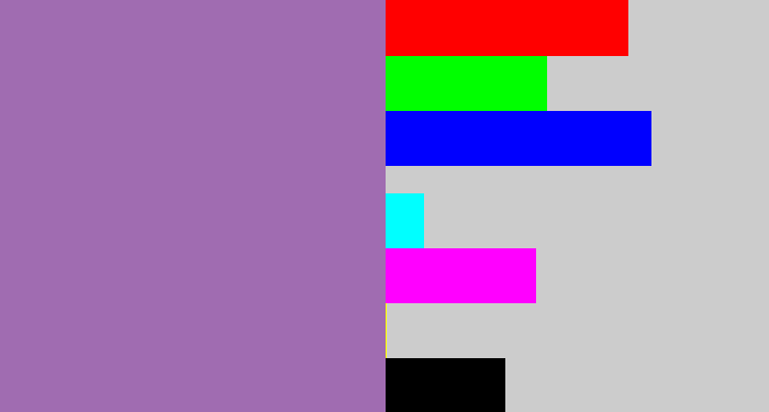 Hex color #a06cb1 - soft purple