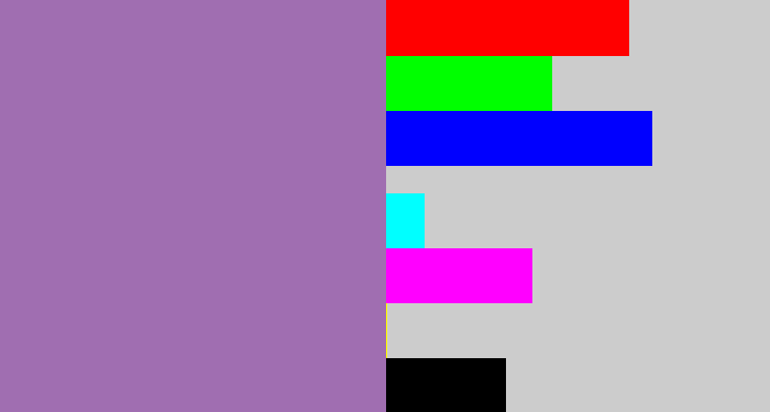 Hex color #a06eb1 - soft purple