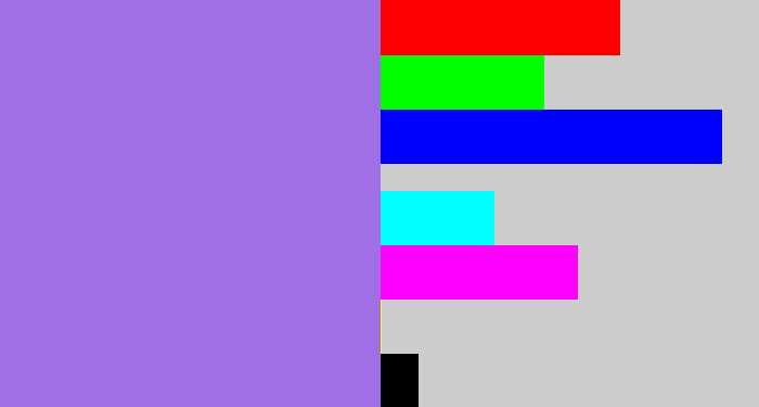 Hex color #a06ee5 - lighter purple