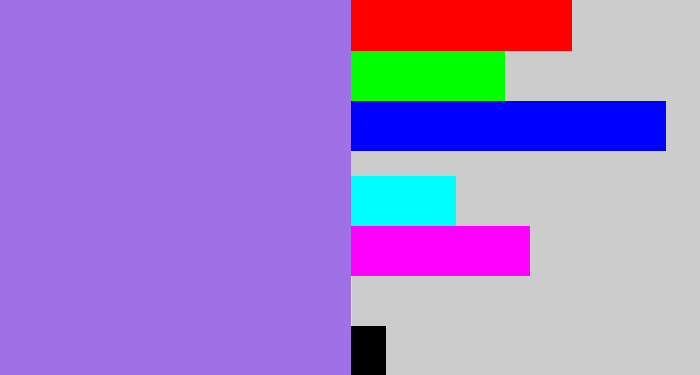 Hex color #a070e5 - light urple