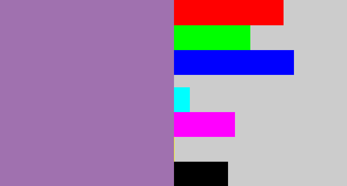 Hex color #a071af - soft purple