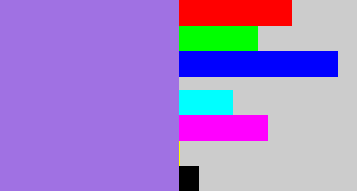 Hex color #a071e3 - light urple