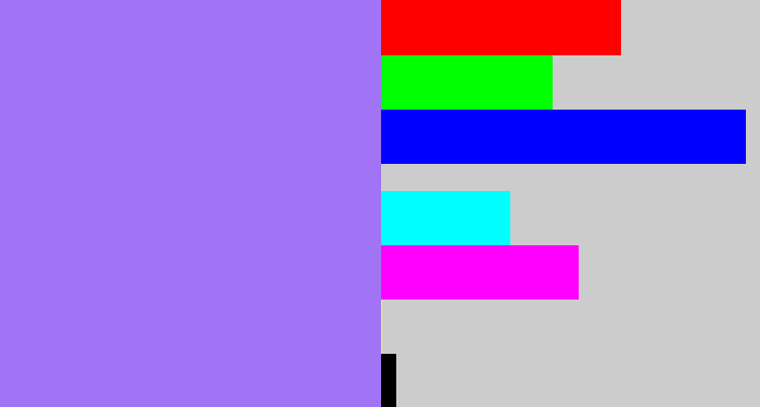 Hex color #a074f4 - light urple