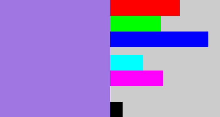 Hex color #a076e3 - light urple