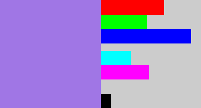 Hex color #a076e5 - light urple