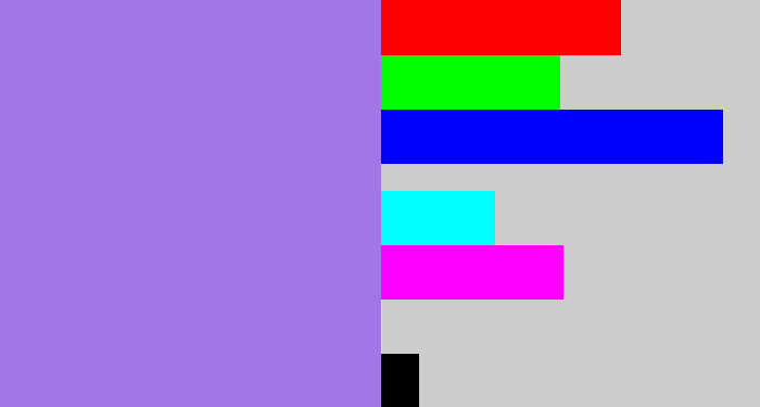 Hex color #a077e5 - light urple