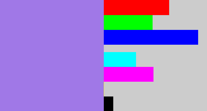 Hex color #a078e7 - light urple