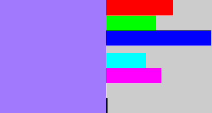 Hex color #a079fc - periwinkle