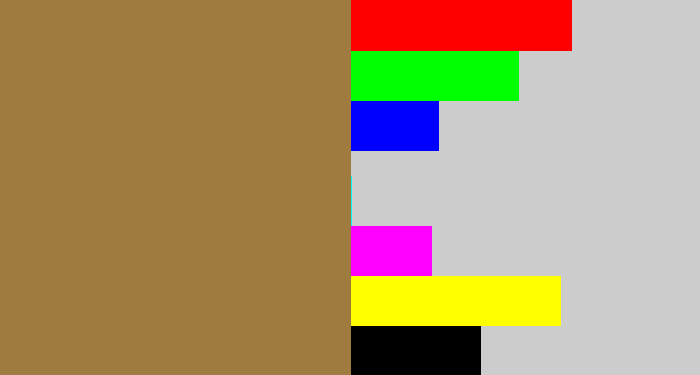 Hex color #a07b40 - coffee