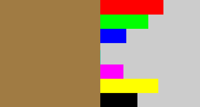 Hex color #a07b43 - coffee