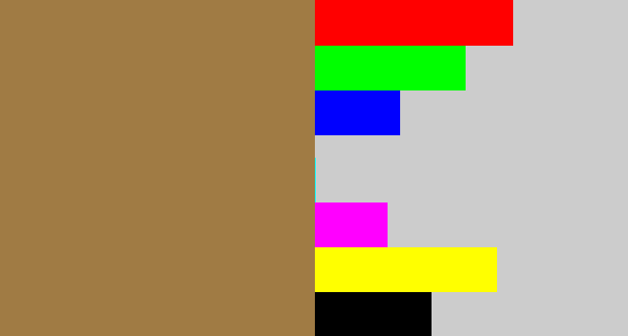 Hex color #a07b44 - coffee
