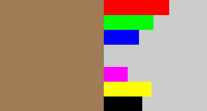 Hex color #a07b56 - puce