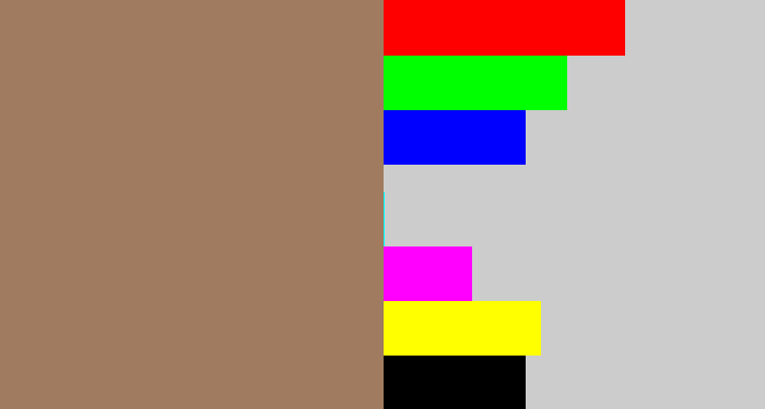 Hex color #a07b5f - puce