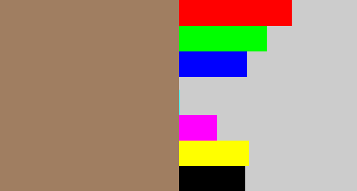 Hex color #a07e61 - puce