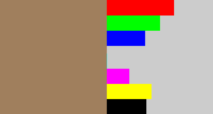 Hex color #a07f5d - puce