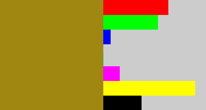 Hex color #a08711 - dark mustard