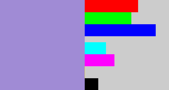 Hex color #a08bd5 - pale purple