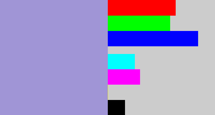 Hex color #a095d6 - pale purple